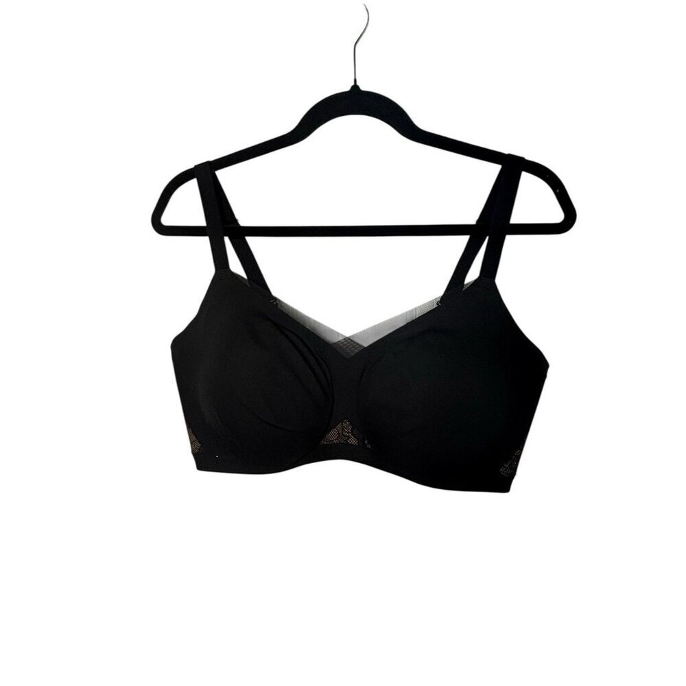Honeylove CrossOver Contour Wireless Bra 1X 40 C/D Black Mesh Smoothing Comfort - Picture 4 of 9